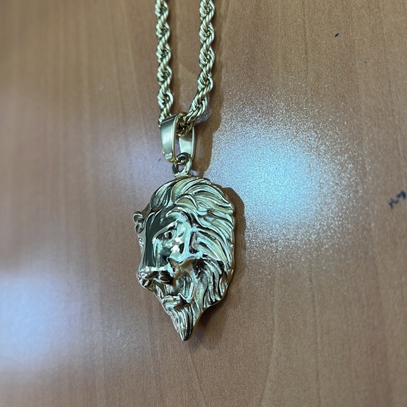 Stainless Steel Lion Face Rope Chain 24 inch Classic Men Dad Boy Biker Necklace - Picture 4 of 5